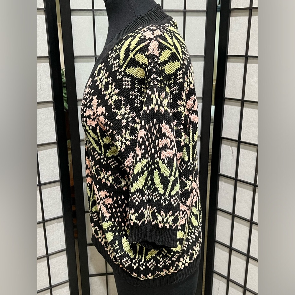 United Colors Of Benetton Black Knit with Pastel Pink & Lime Stripes, EU SIZE 48 - Picture 8 of 10